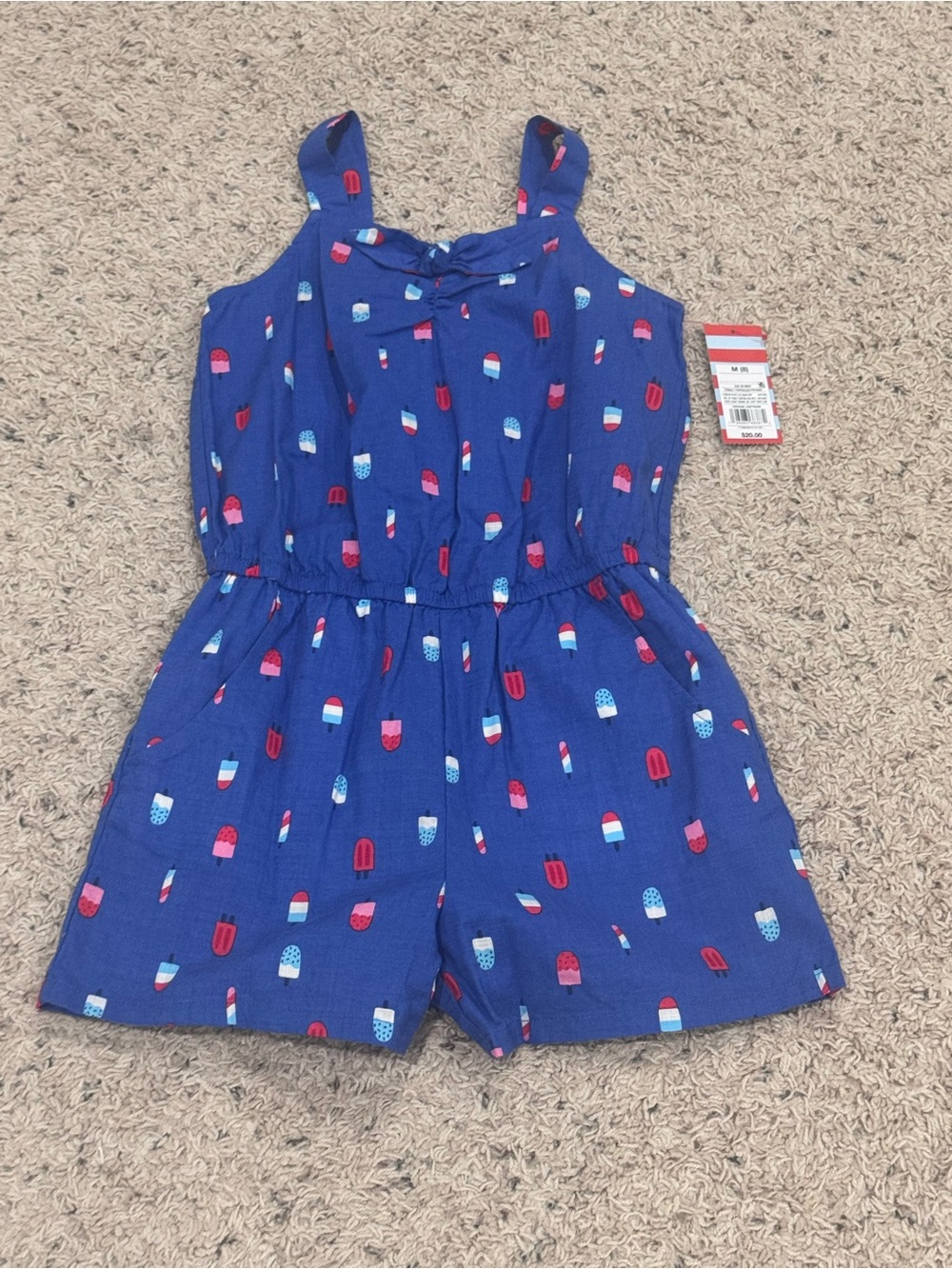 Cat & Jack Girls Shorts Romper Size M8 Blue 100% Cotton Popsicles